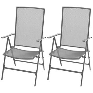 vidaXL Stapelbare Gartenst&uuml;hle 2 Stk. Stahl Grau