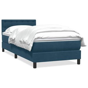 vidaXL Boxspringbett mit Matratze Dunkelblau 80x210 cm Samt