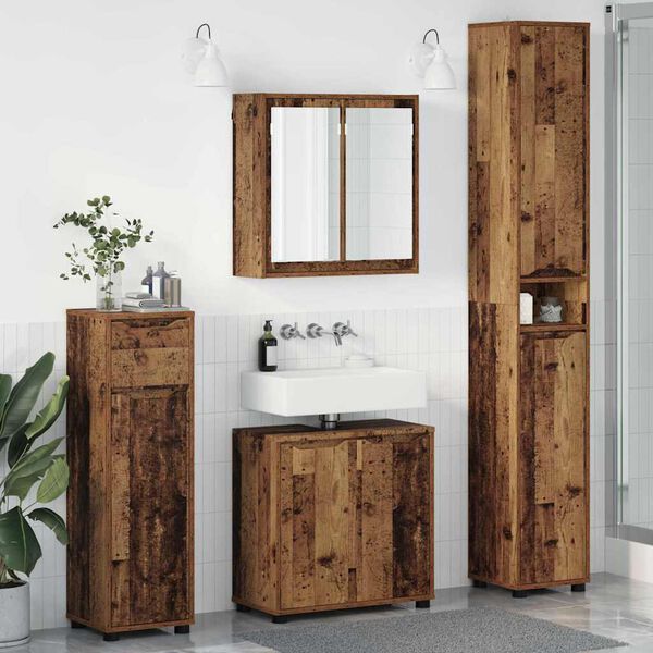 vidaXL Badezimmerm&ouml;bel-Set mit Schubladen 4 pcs Altholz Holzwerkstoff