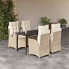 vidaXL 5-tlg. Garten-Essgruppe mit Kissen Beige Poly Rattan