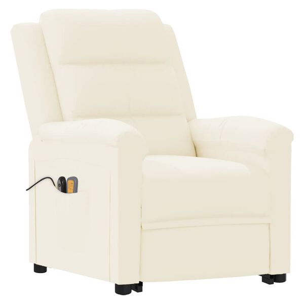 vidaXL Massagesessel mit Aufstehhilfe Creme Kunstleder