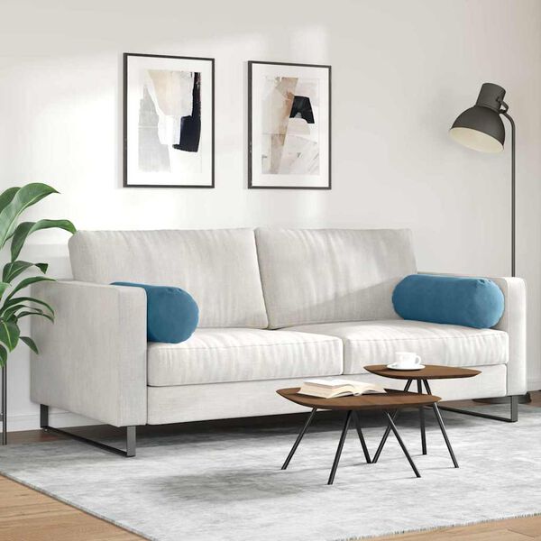 vidaXL Bolsterkissen 2 Stück Blau Ø 25 x 70 cm Cordstoff