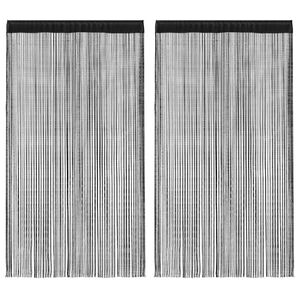 vidaXL Fadenvorh&auml;nge 2 Stk. 140 x 250 cm Schwarz