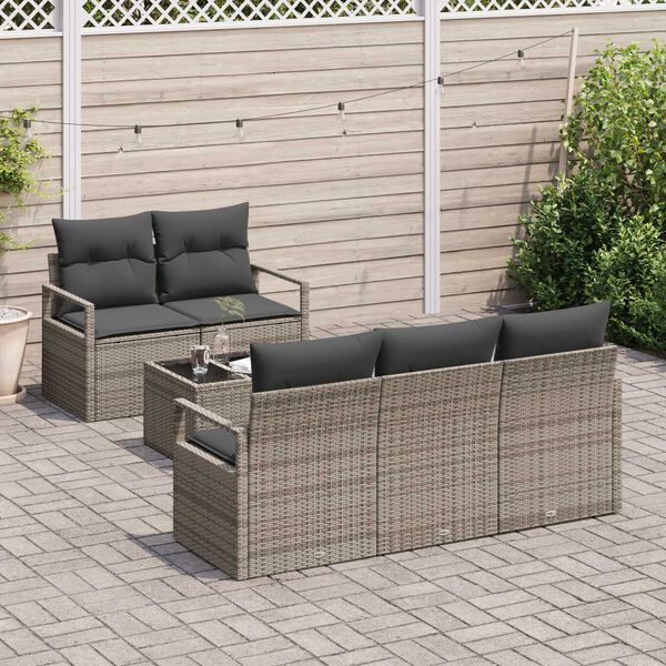 vidaXL Sofa Set 6 pcs Grau Poly-Rattan