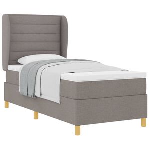 vidaXL Boxspringbett mit Matratze Dunkelgrau 90x190 cm Taupe Stoff