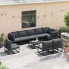 vidaXL Garten-Sofa-Set mit Kissen 10 pcs Schwarz Aluminium