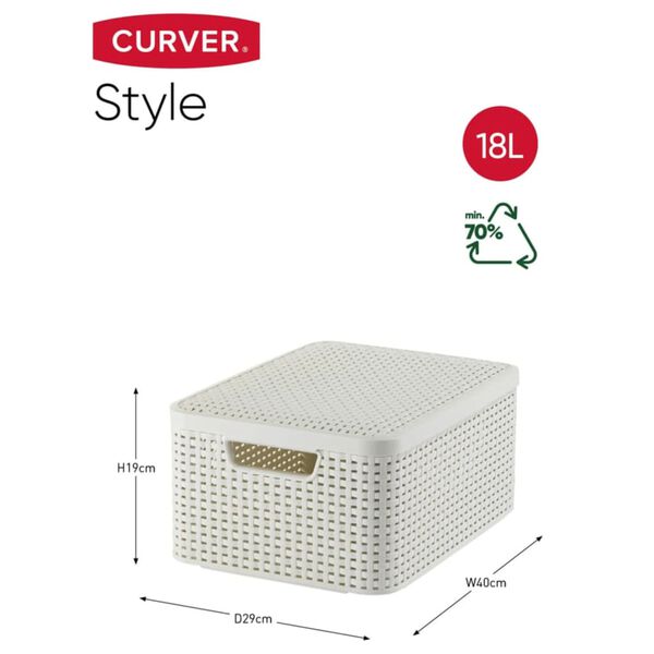 Curver Aufbewahrungsbox mit Deckel Style M 18L Cremewei&szlig;