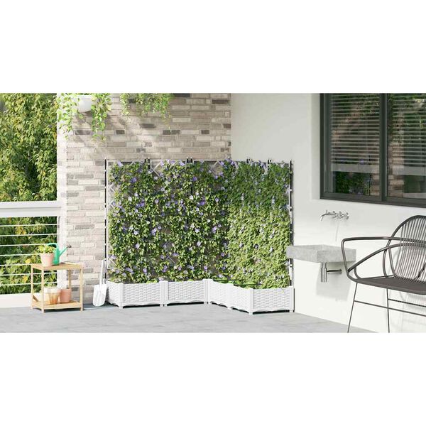 vidaXL Garten-Pflanzgef&auml;&szlig; 5 pcs Wei&szlig; 120 x 120 x 125,5 cm Stahl