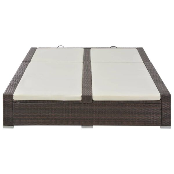 vidaXL Doppel-Sonnenliege Poly Rattan Braun