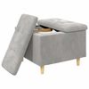 vidaXL Knopf Hocker mit Kissen Hellgrau 60 x 60 x 45 cm Samt