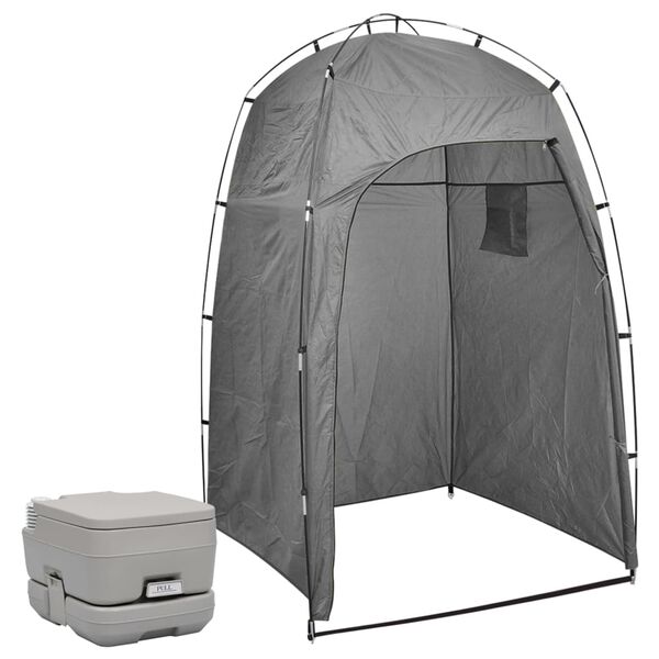 vidaXL Tragbare Campingtoilette mit Zelt 10+10 L