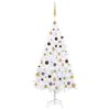 vidaXL K&uuml;nstlicher Weihnachtsbaum mit Beleuchtung & Kugeln Wei&szlig; 150 cm
