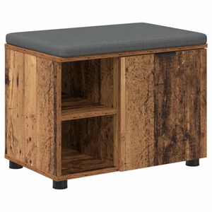 vidaXL Flurbank mit Kissen mit Regal mit T&uuml;r Altholz 60 x 38 x 46 cm