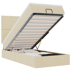 vidaXL Ottoman-Bett mit Matratze Creme 100x200 cm Stoff