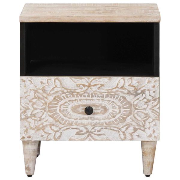 vidaXL Bettkasten mit Schubladen Wei&szlig; 40 x 33 x 46 cm Massivholz Mango