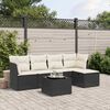 vidaXL 6-tlg. Garten-Sofagarnitur mit Kissen Schwarz Poly Rattan