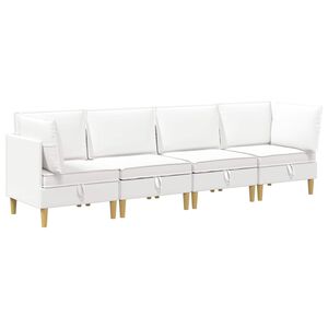 vidaXL Modular Sofa Set mit Stauraum 4 stk. Wei&szlig; Stoff
