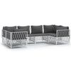 vidaXL 6-tlg. Garten-Lounge-Set mit Kissen Wei&szlig; Stahl