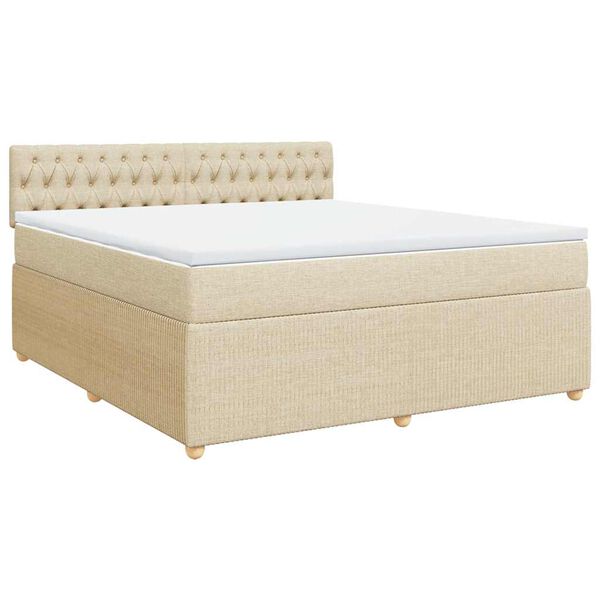vidaXL Boxspringbett mit Matratze Creme 180x200 cm Stoff