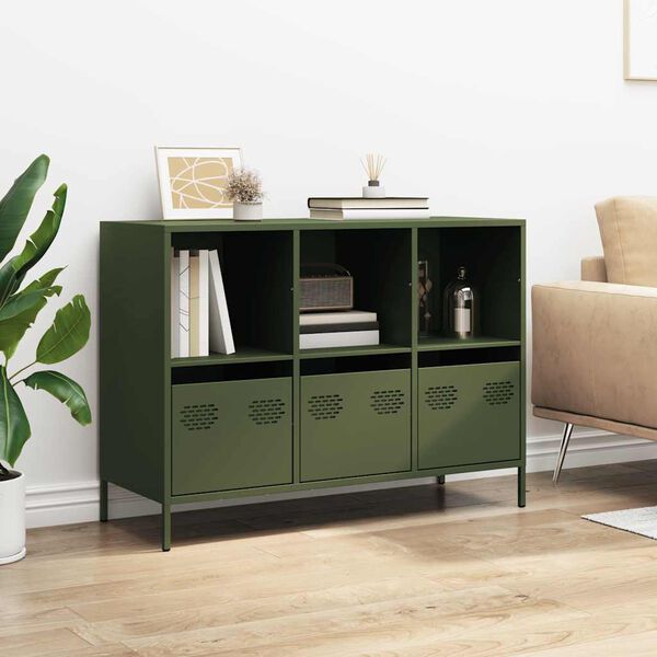 vidaXL Sideboard Olivgr&uuml;n 101,5x39x73,5 cm Kaltgewalzter Stahl