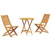 vidaXL Klapp Bistro Set 3 pcs Braun Massivholz Akazie