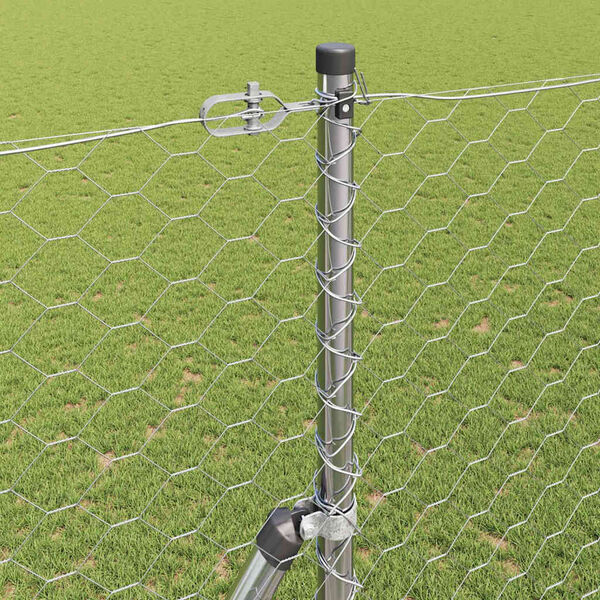 vidaXL Zaunpfosten Silber 25 x 1,6 m (50 mm Geflecht) Stahl