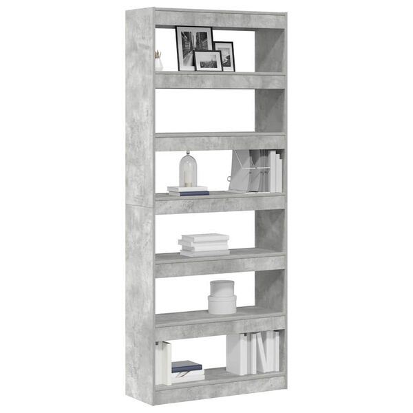 vidaXL B&uuml;cherregal mit Regal Beton Grau 80 x 30 x 198 cm Holzwerkstoff