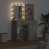 vidaXL Schminktischset mit LED mit T&uuml;r 2 pcs Beton Grau Holzwerkstoff