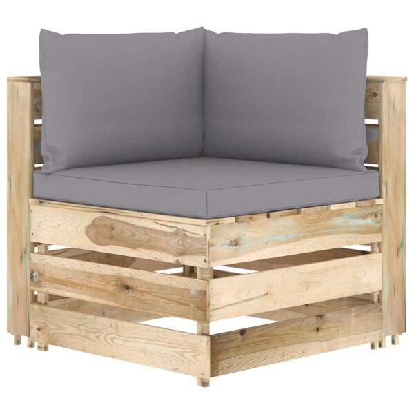 vidaXL 6-tlg. Garten-Lounge-Set mit Kissen Gr&uuml;n Impr&auml;gniertes Holz