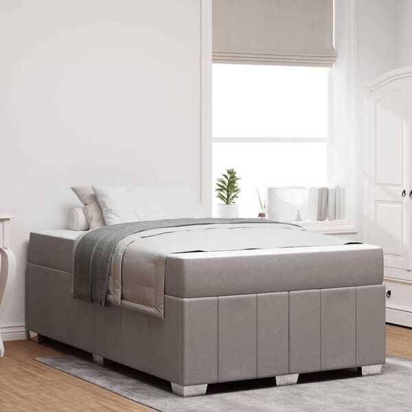 vidaXL Bettrahmen mit Matratze Taupe 120 x 200 cm Stoff