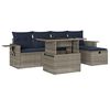 vidaXL 6-teiliges Gartensofa-Set mit Kissen, grau, Polyrattan