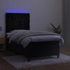 vidaXL Boxspringbett mit Matratze & LED Schwarz 100x200 cm Samt