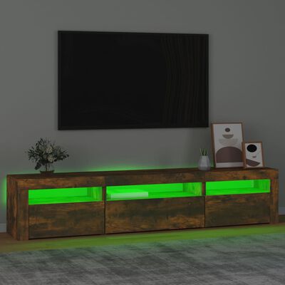 vidaXL TV-Schrank mit LED-Leuchten Räuchereiche 195x35x40 cm