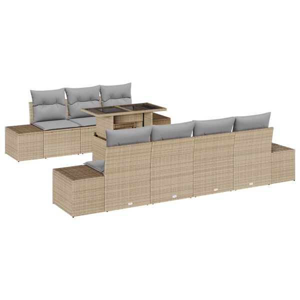vidaXL Gartensofa-set mit Kissen 8 pcs Beige und Hellgrau