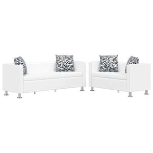 vidaXL Sofagarnitur Kunstleder 3-Sitzer + 2-Sitzer Wei&szlig;