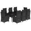 vidaXL 9-tlg. Garten-Essgruppe mit Kissen Schwarz Poly Rattan
