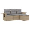 vidaXL 4-tlg. Garten-Sofagarnitur mit Kissen Beige Poly Rattan