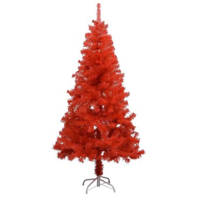 vidaXL Künstlicher Weihnachtsbaum mit LEDs & Kugeln Rot 120 cm PVC