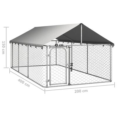 vidaXL Outdoor-Hundezwinger mit Dach 400x200x150 cm