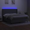 vidaXL Boxspringbett mit Matratze & LED Dunkelgrau 180x200 cm Stoff