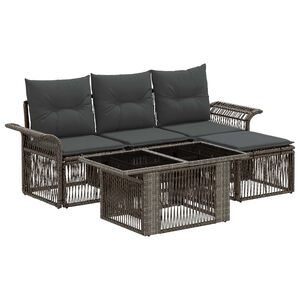 vidaXL Gartensofa-set 5 stk. Grau und Dunkelgrau Poly-Rattan