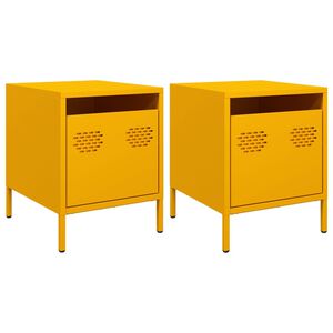 vidaXL Nachttische 2 Stk. Senfgelb 35x39x43,5 cm Stahl