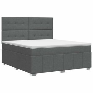 vidaXL Boxspringbett mit Matratze Dunkelgrau 140 x 190 cm Stoff