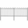 vidaXL Gartenzaun mit Rundbogen Stahl 337 x 120 cm Schwarz