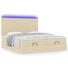 vidaXL Ottoman-Bett mit Matratzen & LEDs Creme 200x200 cm Stoff
