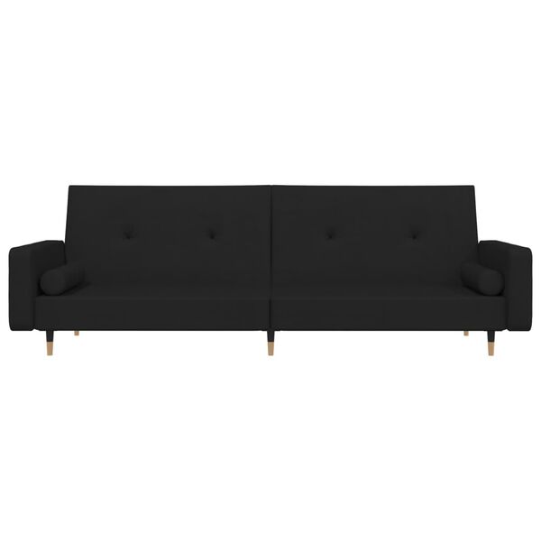 vidaXL Schlafsofa 2-Sitzer mit 2 Kissen Schwarz Samt