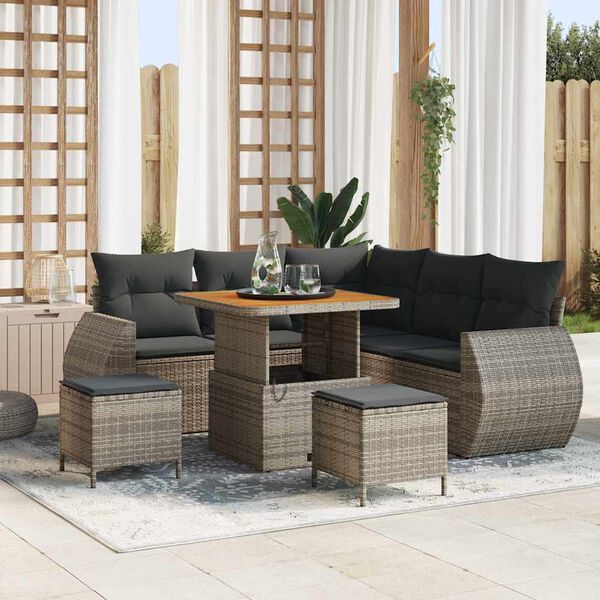vidaXL Gartensofa-set 8 pcs Grau Poly-Rattan