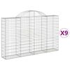 vidaXL Gabionen mit Hochbogen 9 Stk. 200x30x120/140cm Verzinktes Eisen