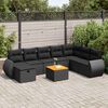vidaXL 9-tlg. Garten-Sofagarnitur mit Kissen Schwarz Poly Rattan