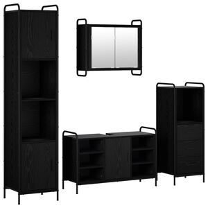 vidaXL Badezimmerschrank-Set 4 stk. Schwarz Eichen-Optik